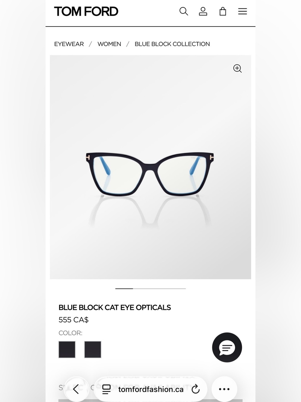 Tom Ford ALL BLACK Cat-Eye Women's Glasses with Gold Accents